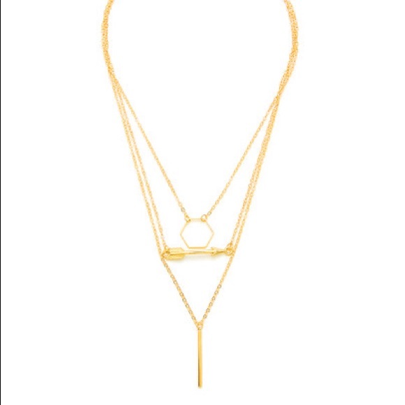 Hexagon Layered Necklace - Picture 1 of 3